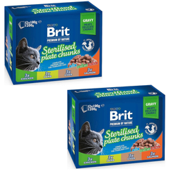 BRIT Premium Cat Sterilised Plate - mokra karma dla kota - 2x(12x100 g)