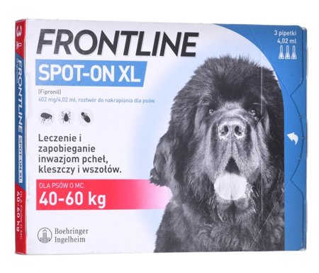 FRONTLINE Spot-on XL - Krople przeciw pchłom i kleszczom dla psa - 3 x 4,02 ml