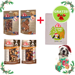  8in1 - prezent dla psów średnich ras na święta - zestaw 4 przysmaków + GRATIS!