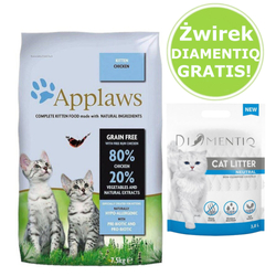 APPLAWS CAT Kitten Kurczak - karma dla kociąt z wysoką zawartością mięsa - 7,5kg + Żwirek Silikonowy DIAMENTIQ Gratis!