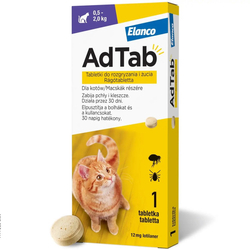 AdTab Tabletki na pchły i kleszcze dla kotów (0,5-2,0 kg) 1x 12 mg