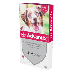 BAYER Advantix dla psów od 10 do 25kg pipeta 2,5ml (4 sztuki)