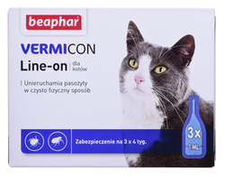 BEAPHAR VERMIcon Line-on Cat - krople przeciw pasożytom dla kota - 3x 1ml 