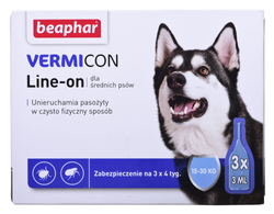 BEAPHAR VERMIcon Line-on Dog M - krople przeciw pasożytom dla psa - 3x 3ml 