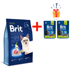 BRIT Dry Premium by Nature Sterilized z jagnięciną - sucha karma dla kotów - 800g + GRATIS!