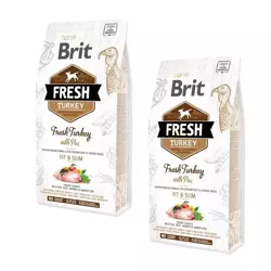 BRIT Fresh Turkey & Pea fit & slim - sucha karma z indykiem dla psów o niskiej aktywności i z nadwagą - 2x12 kg