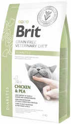 BRIT Grain Free Vet Diets Cat Diabetes - Kurczak & Groszek - sucha karma dla kota - 2 kg 