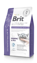 BRIT Grain Free Vet Diets Cat Gastrointestinal Low Fat Śledź & Groszek- sucha karma dla kota - 2 kg 