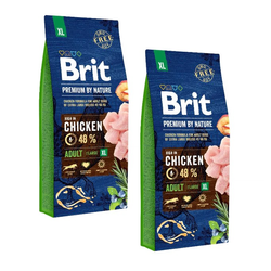 BRIT Premium by Nature Adult XL - sucha karma dla psów dorosłych olbrzymich i dużych ras - 2x15 kg
