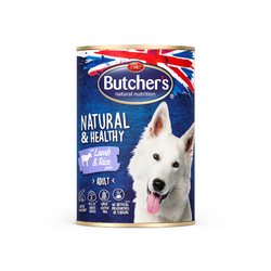 Butcher's Natural&Healthy Dog - mokra karma z jagnięciną i ryżem dla psa w formie pasztetu - puszka 390 g