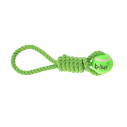 DINGO Piłka z plecionym uchwytem fresh zielona - zabawka dla psa - 6.5 x 41 cm