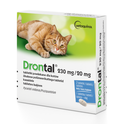 DRONTAL DLA KOTÓW 230 mg/20 mg tabletki - preparat przeciwpasożytniczy dla kotów - 2 tabletki