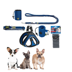 HUNTER Hilo - komplet akcesoriów na spacer dla psa średniej rasy - niebieski