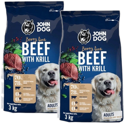 JOHN DOG Berry wołowina z krylem - sucha karma dla psa - 2x3 kg