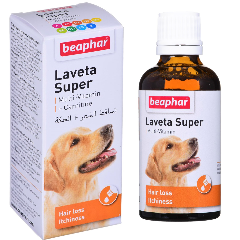 BEAPHAR Laveta Super Multiwitaminowy Preparat przeciw nadmiernemu wypadaniu sierści u psów - 50 ml