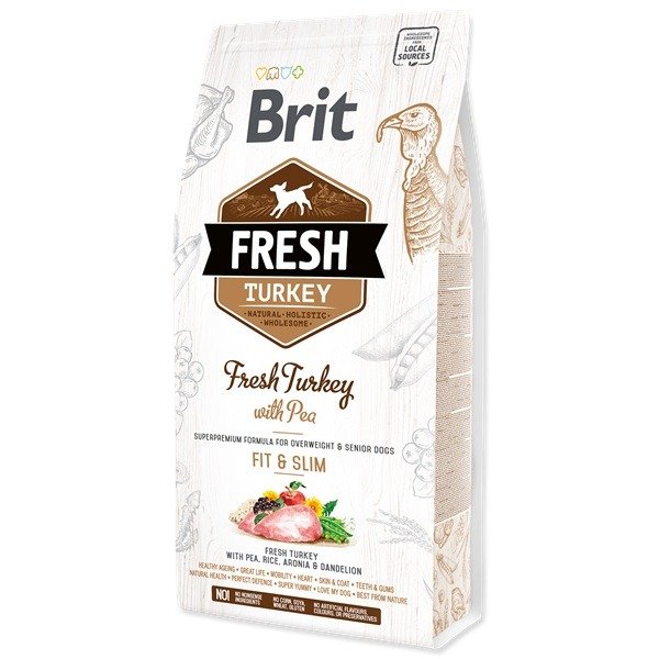 BRIT Fresh Turkey & Pea fit & slim - sucha karma z indykiem dla psów o niskiej aktywności i z nadwagą - 12 kg