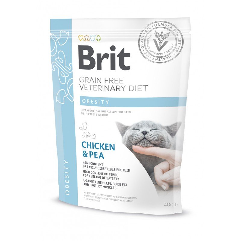 BRIT Grain Free Vet Diets Cat Obesity - Kurczak & Groszek - sucha karma dla kota - 400 g