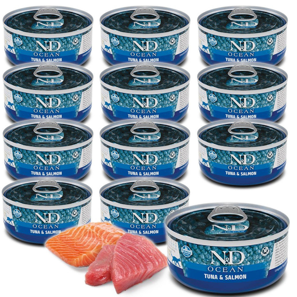 FARMINA N&D Cat Ocean Tuna, Salmon - mokra karma dla kota - 12x70 g
