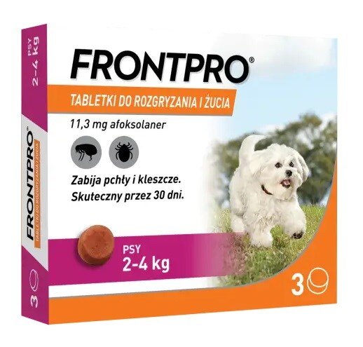 FRONTPRO Tabletki na pchły i kleszcze dla psa (2-4 kg) - 3x11,3 mg