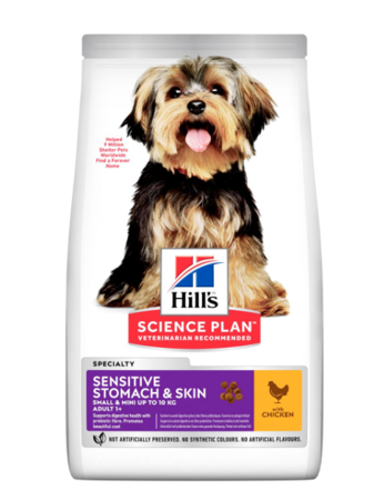  HILL'S SCIENCE PLAN Canine Adult Sensitive Stomach & Skin Small & Mini - sucha karma z kurczakiem dla psa - 1,5 kg