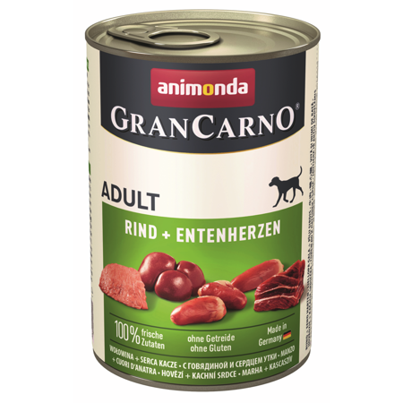 ANIMONDA Grancarno Adult wołowina i kacze serca - mokra karma dla psa - 400g