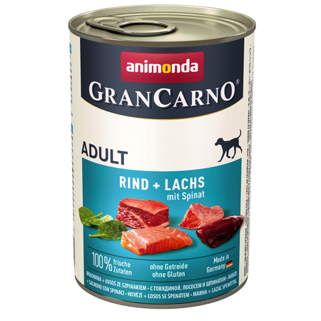 ANIMONDA Grancarno Adult wołowina, łosoś i szpinak - mokra karma dla psa - 400g
