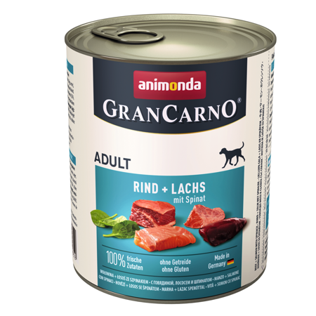 ANIMONDA Grancarno Adult wołowina, łosoś i szpinak - mokra karma dla psa - 800g