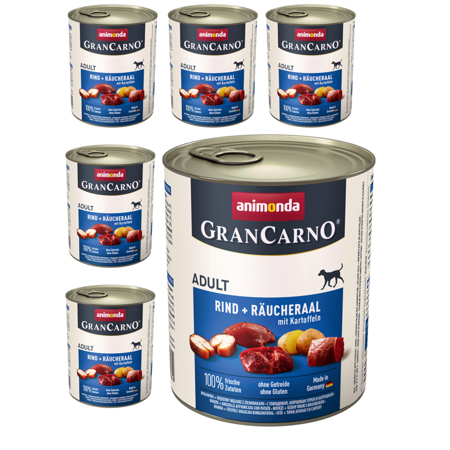 ANIMONDA Grancarno Adult wołowina, węgorz wędzony i ziemniaki - mokra karma dla psa - 6x800g