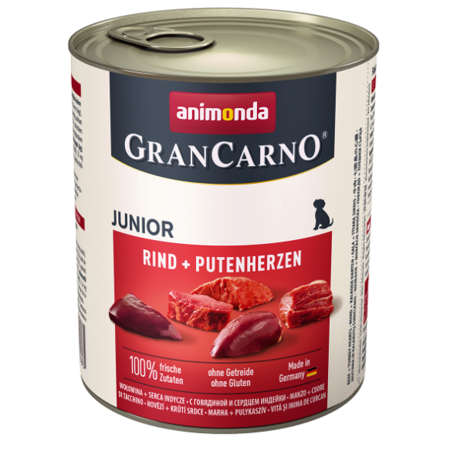 ANIMONDA Grancarno Junior wołowina i serca indyka - mokra karma dla szczeniąt  - 800g