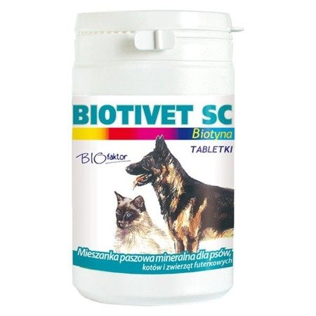 BIOFAKTOR Biotivet SC - preparat poprawiający zdrowie skóry dla psów i kotów 150tab.