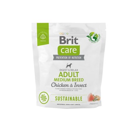 BRIT Care Sustainable Adult Medium Breed Chicken & Insect - sucha karma dla psa - 1 kg
