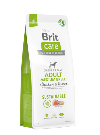 BRIT Care Sustainable Adult Medium Breed Chicken & Insect - sucha karma dla psa - 12 kg