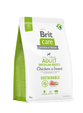 BRIT Care Sustainable Adult Medium Breed Chicken & Insect - sucha karma dla psa - 3 kg