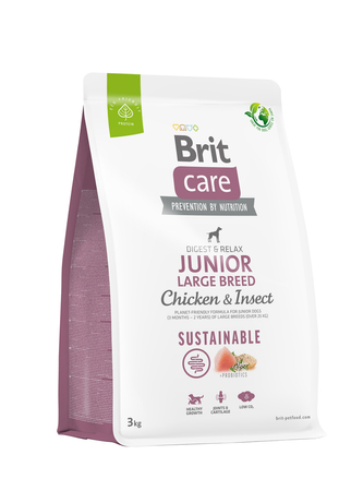 BRIT Care Sustainable Junior Large Breed Chicken & Insect - sucha karma dla psa - 3 kg