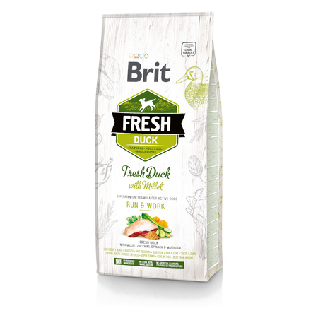 BRIT Fresh Duck & Millet Active - sucha karma dla psów aktywnych - 12 kg