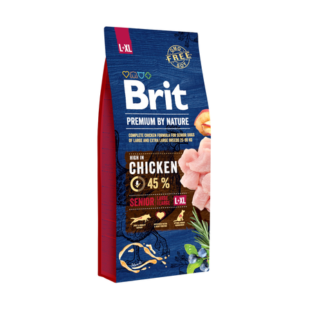 BRIT PREMIUM BY NATURE Senior L-XL - sucha karma z kurczakiem dla psów starszych ras dużych i olbrzymich - 15 kg 