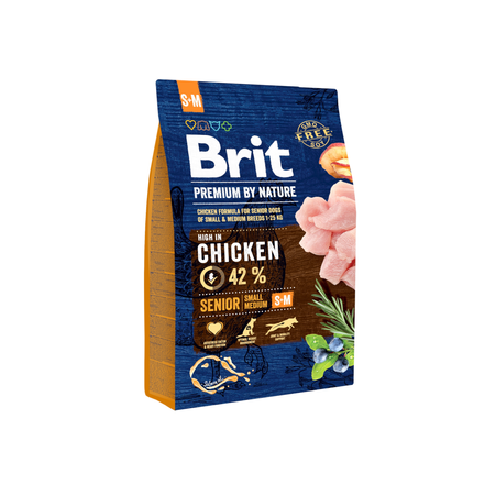 BRIT PREMIUM BY NATURE Senior S+M - sucha karma dla starszych psów średnich ras - 3 kg