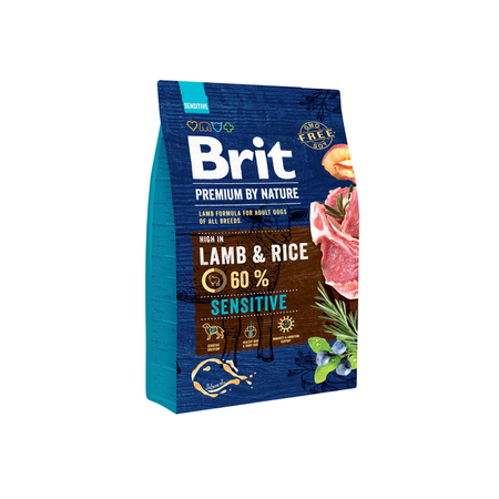 BRIT PREMIUM BY NATURE Sensitive Lamb & Rice - sucha karma z jagnięciną i ryżem dla psa - 3 kg