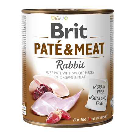 BRIT Paté & Meat Rabbit - mokra karma dla psa z królikiem - 800 g