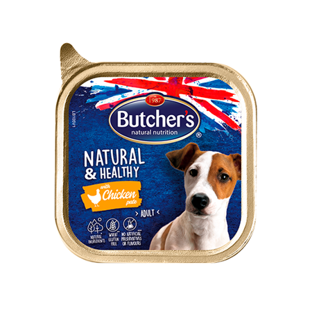 BUTCHER'S Natural&Healthy Dog -mokra karma dla psa z kurczakiem - pasztet - tacka - 150 g