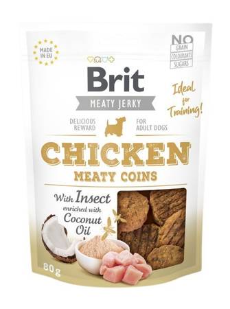 Brit Jerky Chicken Meaty Coins with instect - Kurczak - przysmak dla psa - 80 g