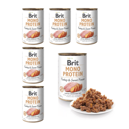 Brit Mono Protein Turkey & Sweet Potato - Indyk z batatem - mokra karma dla psa - 6x400 g