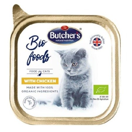 Butcher's Bio Foods Cat z kurczakiem - karma mokra dla kota dorosłego w formie pasztetu - tacka 85 g