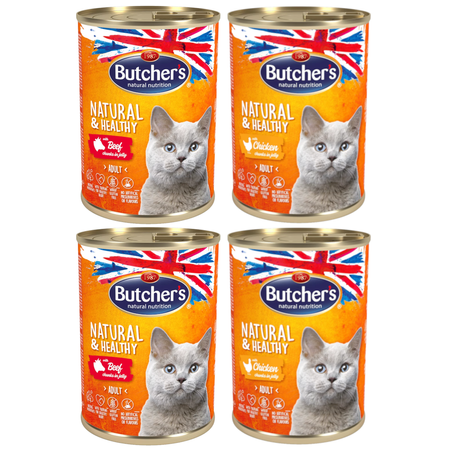 Butcher’s Natural&Healthy Cat mokra karma dla kota - mix smaków - 4x400 g