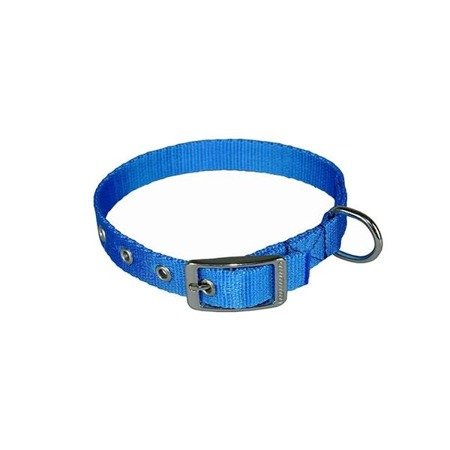 CHABA niebieska obroża dla psa taśmowa LUX gładka, regulowana - Obwód szyi 27cm-34cm