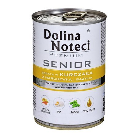 DOLINA NOTECI Premium Senior Kurczak z marchewką i bazylią - mokra karma dla psa seniora - 400 g