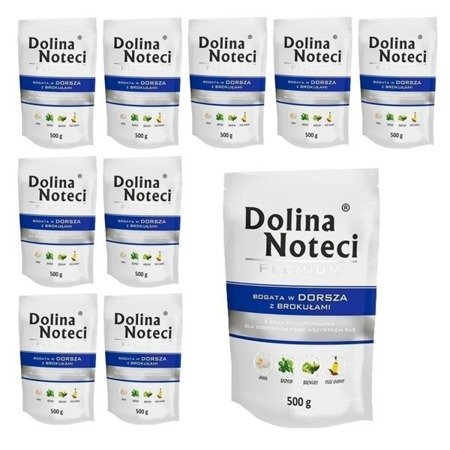 DOLINA NOTECI Premium bogata w dorsza z brokułami - mokra karma dla psa - 10x500g