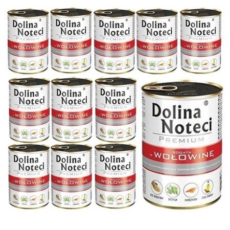 DOLINA NOTECI Premium bogata w wołowinę - mokra karma dla psa - 12x400g