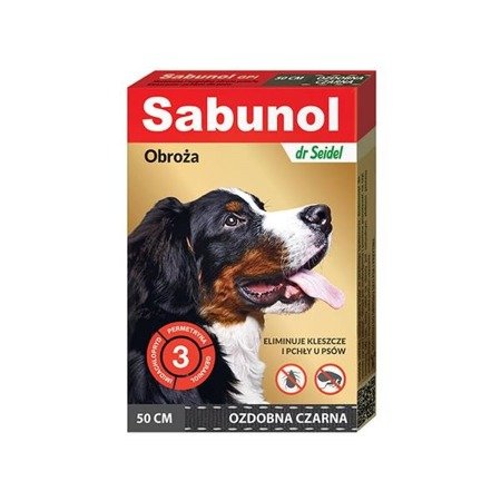DR SEIDEL Sabunol - ozdobna obroża przeciw pchłom i kleszczom dla psa czarna 35cm