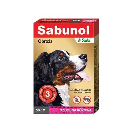 DR SEIDEL Sabunol - ozdobna obroża przeciw pchłom i kleszczom dla psa różowa 50cm